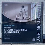 New! Hampton Bay Stratton 5-LIGHT Black Chandelier With No Shade. Fixed Price $79.99.