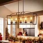 Rrtyo Lakeyah 5-LIGHT Metal Industrial Lantern Linear Chandelier For Kitchen Isl. Fixed Price $102.99.