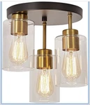 Foucasal Flush Mount Ceiling 3-LIGHT Black Semi Fixture With. Fixed Price $50.00.