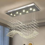 Siljoy Modern Crystal Chandelier, 8-LIGHT Rectangular Wave Raindrop Flush Mou.... Fixed Price $244.68.
