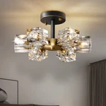 Semi Flush Mount Ceiling LIGHT,13INCH Modern Black Gold Crystal Chandelie.... Fixed Price $159.38.