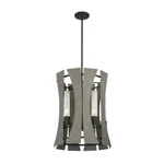 Eurofase 5 Light Chandelier, Matte Black W/ Grey Wood/glass 38163-012. Fixed Price $698.00.