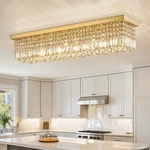 Siljoy Modern Gold Crystal Chandelier For Dining Room, 8-LIGHT Rectangular Fl.... Fixed Price $318.41.
