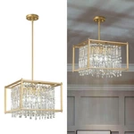 Lmqnine Modern Foyer Chandelier, Gold Crystal SQUARE-15.74IN,. Fixed Price $240.64.