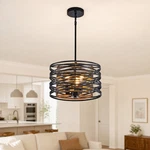 13'' Rustic Drum Pendant Light Led Chandelier For Kitchen Living Room Fixture. Fixed Price $83.99.