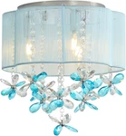 Coastal 3-LIGHT Crystal Chandelier With Handmade Flower Shade Blue. Fixed Price $149.99.