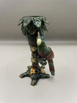 Saks Fifth Ave Austrian Crystal Enamel Parrot Candle Holder. Fixed Price $60.00.