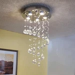 Modern Sefinn K9 Crystal Spiral Chandelier, 5-LIGHT Flush Mount Ceiling Fixture. Fixed Price $182.99.