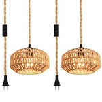 Ihengyanlt 2 Pack Plug Pendant Light Rattan Hanging Lamp With Switch,mini. Fixed Price $67.57.