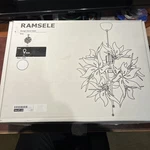 Ikea Ramsele Pendant Lamp, Flower, White Adjustable 17" Textile Sheets Open Box. Fixed Price $140.00.