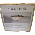 Allen + Roth Flush Mount Ceiling Fixture 13 Inch Rynna Brushed Nickel Alabaster. Fixed Price $45.00.