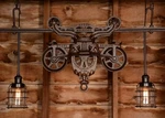Custom Vintage Rustic Farmhouse Hay Trolley & Pulley Edison Bulb Pendant Light. Fixed Price $1199.95.
