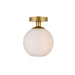 Living District Baxter 1 Light Flush Mount, Brass/frosted White, 7.9" - LD2205BR. Fixed Price $74.00.