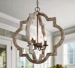 Modern Farmhouse Cage Bronze 4-LIGHT Island Wood Candlestick Chandelier By Lnc. Fixed Price $124.99.