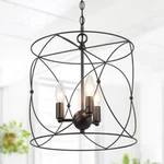 Uolfin 628T7EUMF2Y3976 Black Drum, 3-LIGHT Modern Farmhouse Cage Chandelier. Fixed Price $94.99.