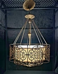 Contemporary Chandelier Feiss Marcella 3-LIGHT Metal Scrolls With Drum Shade. Fixed Price $445.00.