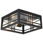 Square Ceiling Fixture Flush Mount Black 2-LIGHT With See.... Fixed Price $82.24.