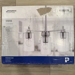 Progress Lighting Morehouse 3-LIGHT Brushed Nickel Seeded Glass Chandelier. Fixed Price $145.00.