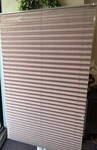Custom Venetian Marseille Collection- Light Cocoa Pleated Fabric Window Blind. Fixed Price $225.00.