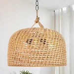 Lamqee 18 Inch Rattan Farmhouse Chandelier, 3-LIGHTS Boho Large Pendant Light.... Fixed Price $159.99.