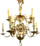 Virginia Metalcrafters- "williamsburg Capital" 12 Branch Tier Brass Chandelier. Fixed Price $3498.00.