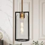 Lnc Modern Black Brass Island Pendant Light With Bottle Clear Glass Shade. Fixed Price $77.39.