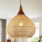 Karjearl 19.7IN Large Rattan Boho Pendant Light Woven Wicker Chandelier. Fixed Price $119.99.