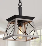 Q&s Farmhouse Pendant Fixture Oak Industrial Hanging Lighting - Brand New. Fixed Price $50.00.