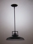 Hampton Bay Wilhelm 16 In. 1-LIGHT Black Industrial Farmhouse Pendant. Fixed Price $39.56.