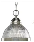 Progress Lighting 1-LIGHT Brushed Nickel Mini Pendant With Clear Prismatic Glass. Fixed Price $24.00.