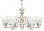 Nuvo 60-359 6-LIGHTS Textured White Chandelier With Alabaster Bell Shades. Fixed Price $257.99.