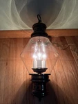 Thomas Industries Tudor Brass Finish Moe Light Pendant Clear Glass Shade 1960S. Fixed Price $85.00.