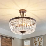 Yyjlx 5-LIGHT Retro Crystal Ceiling Bronze Semi-flush Mount Chandelier. Fixed Price $83.99.