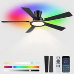 Ayaoty Ceiling Fans With Lights - 52IN Flush Mount Rgb Dimma.... Fixed Price $77.11.