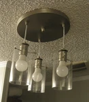 Hampton Bay Pendant 3-LIGHT 14.25" Wide Base Brushed Nickel, Clear Glass Shades. Fixed Price $49.99.