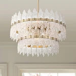 Possini Euro Elsa 23 1/2" Brass With Textured Glass 7-LIGHT Pendant. Fixed Price $999.99.