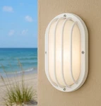 New Wave Lighting S76WF White Oval Outdoor Wall Fixture With Frosted Diffuser. Fixed Price $15.35.