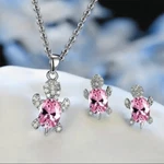 Silver Turtle Tortoise Pendant Necklace Stud Earrings Set Women Fine Jewelry. Fixed Price $6.70.