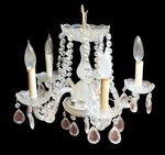 Antique 5 Light Crystal Glass Chandelier Italian Venetian Style Cut Prisms. Fixed Price $299.95.