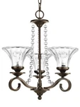 Progress Lighting Bliss 3-LIGHT Antique Bronze Clear Glass Shaded Chandelier Nob. Fixed Price $84.50.