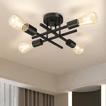 16 In. Black Farmhouse Semi-flush Mount Ceiling Light Fixtures Modern Sputnik Ch. Fixed Price $42.44.