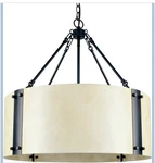 Chandelier Lighting Fixture, 4-LIGHT, Retro White Drum Shade, Rustic Industrial. Fixed Price $75.00.