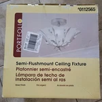 Portfolio 16IN Semiflushmount Light; Silver Leaves Over Decorative Frosted Glass. Fixed Price $99.00.