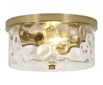 Lamqee 12 In. 2-LIGHT Brass Gold Flush Mount Water Ripple Glass Ceiling. Fixed Price $44.99.