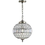 Gorgeous Crystal Ball Antique Brass Chandelier Elegant Globe 16" Hanging Light. Fixed Price $99.99.