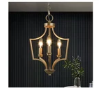 Lnc Aritik 3-LIGHT Modern Gold Geometric Cage Candle-style Island Chandelier. Fixed Price $49.90.