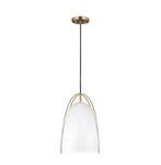 Norman 1-LIGHT Satin Brass Modern Chandelier Hanging Pendant With White Shade. Fixed Price $130.00.