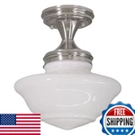 Design Vintage Schoolhouse 9" Semi-flush Mount Ceiling Light Satin Nickel. Fixed Price $88.85.