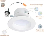 Halo In. Canless Recessed Led Downlight, 600/900LM, 5CCT RL4LS9FSD2W1EWH. Fixed Price $14.99.