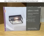 Allen + Roth Bristow 2-LIGHT 12.37-IN Antique Bronze Flush Mount. Fixed Price $86.99.